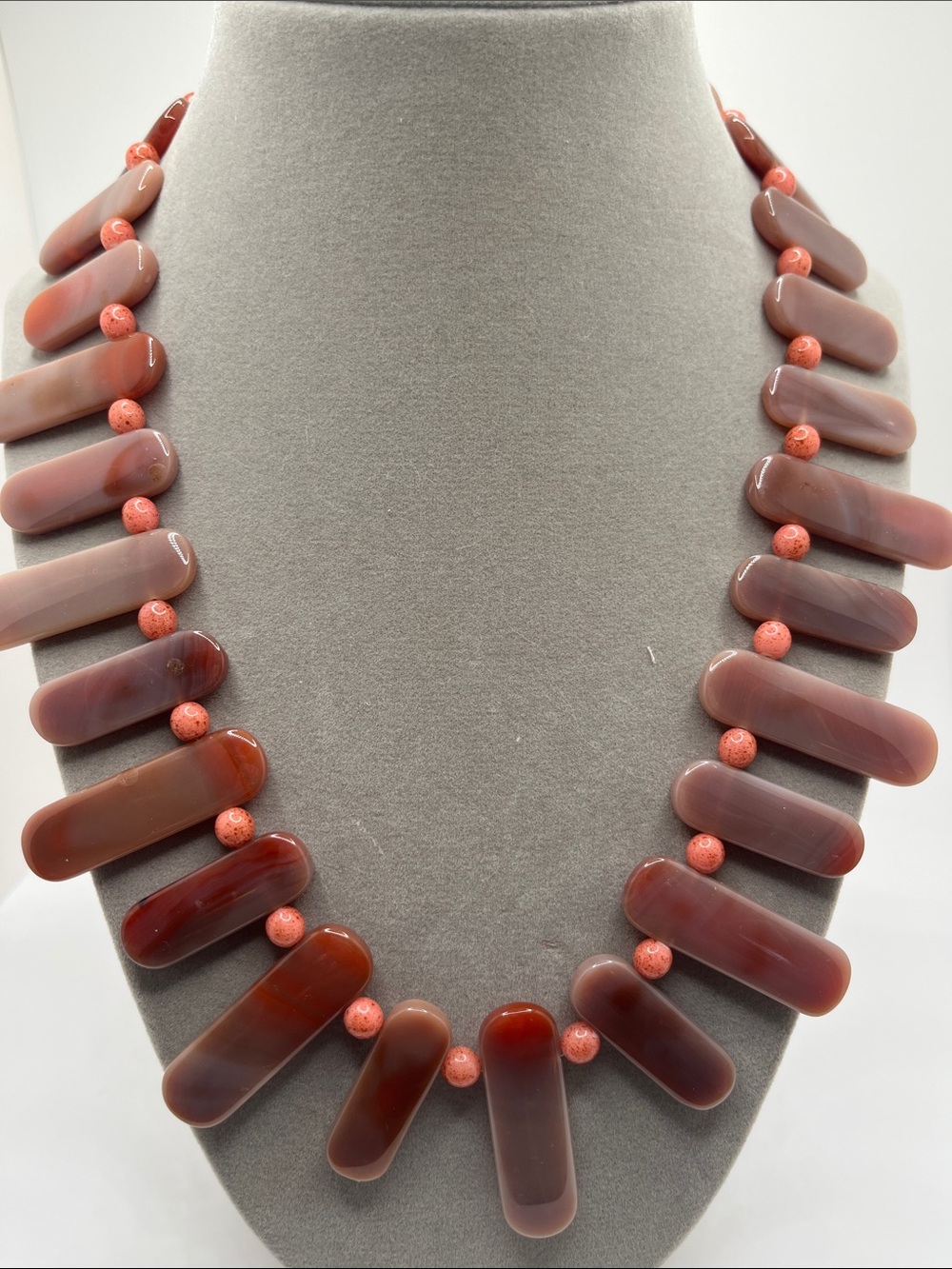 Warm Coral and Burnt Orange Stone  Necklace - Women Jewelry